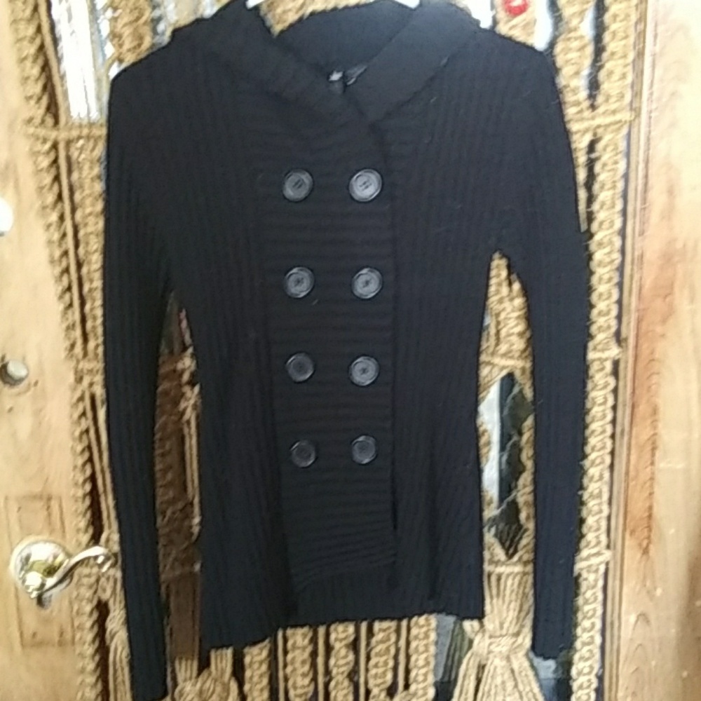 Black hooded sweater